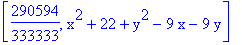 [290594/333333, x^2+22+y^2-9*x-9*y]